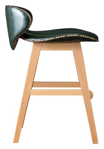 NTTNL Barhocker Stuhl Moderne Barhocker Massivholz Frühstückstheke Küchenbarstühle Home Kassierer Bar PU-gepolsterter Sitz Einfache Montage Style (Color : Green) von NTTNL