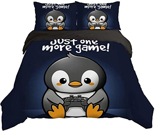 Bettwäsche 220x240 Pinguin Bettwäsche-Sets - Bettbezug 220x240 cm für Doppelbett Einzelbett, Modern Bettbezügen Mikrofaser mit Reißverschluss mit 2 Kissenbezug 80x80 cm von NUEYSP