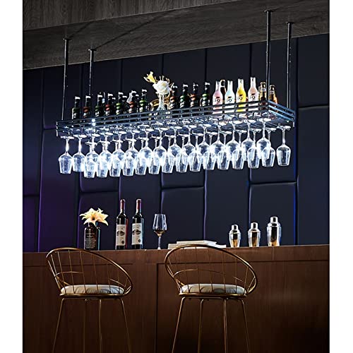 Hängendes Weinglasregal an der Decke – an der Wand montiertes schwebendes Weinregal/Glasregal aus Schmiedeeisen, hängendes Weinregal/Ausstellungsständer im industriellen Vintage-Stil, höhenverste von NUONUO
