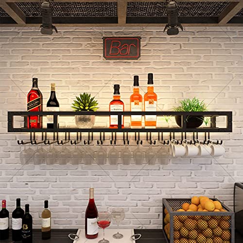 Schwimmende Barregale – an der Wand montierte Weinregale, umgekehrtes Weinglasregal, multifunktionaler Flaschenhalter aus Eisen, einfaches hängendes Kelchregal, Weinregal-Ausstellungsständer mit von NUONUO