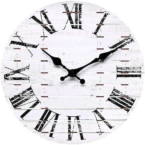 NUOVO Retro Wanduhr 10-Zoll arabische Ziffern grau Einfache dekorative Uhr Wohnzimmer Küche Schlafzimmer Home Office dekorative Wanduhr (weiß-R) von NUOVO
