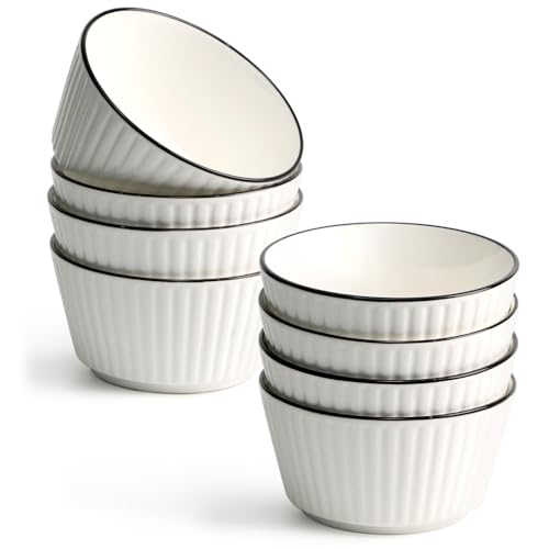 NUTRIUPS Keramikschalen, 4.5''- 11,4 cm, 8 Stück, 350 ml, Dessertschalen – Kleine Porzellanschalen für Snacks, Reis von NUTRIUPS