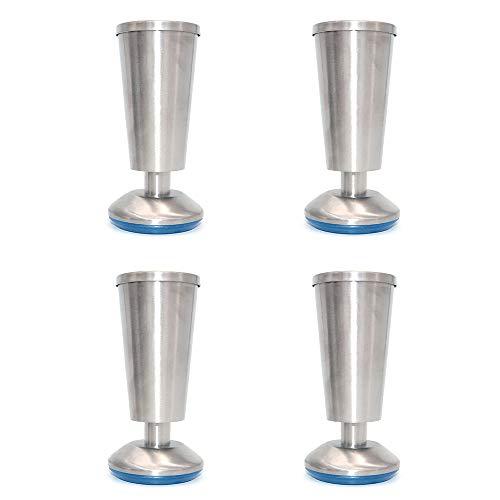 4er-Set NUZAMAS Cabinet Legs Küchenfüße Arbeitsplatte, Cup Shape, 120 mm hoch, Einheit, Frühstücksbar, Schreibtisch Tischbeine Möbelbeine - Edelstahl - 0-5 mm höhenverstellbar von NUZAMAS