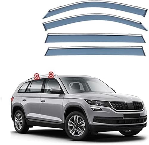 NVADE 4 Stück Autofenster Windabweiser für Skoda Kodiaq NS7 2017-2022, Vorn Und Hinten Langlebiger Regenschutz Seitenfenster Luftabweiser, Fenster ZubehöR von NVADE