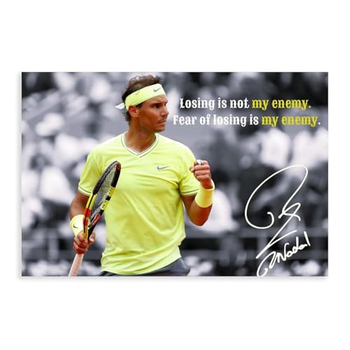 NWGACS Rafael Nadal Autogramm 2 Leinwand-Poster, Schlafzimmer-Dekor, Sportlandschaft, Büro, Raumdekoration, Geschenk, ungerahmt, 40 x 60 cm von NWGACS