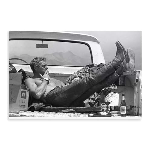 NWGACS Star Steve McQueen Leinwand-Poster, Schlafzimmer-Dekor, Sportlandschaft, Büro, Raumdekoration, Geschenk, ungerahmt, 60 x 90 cm von NWGACS