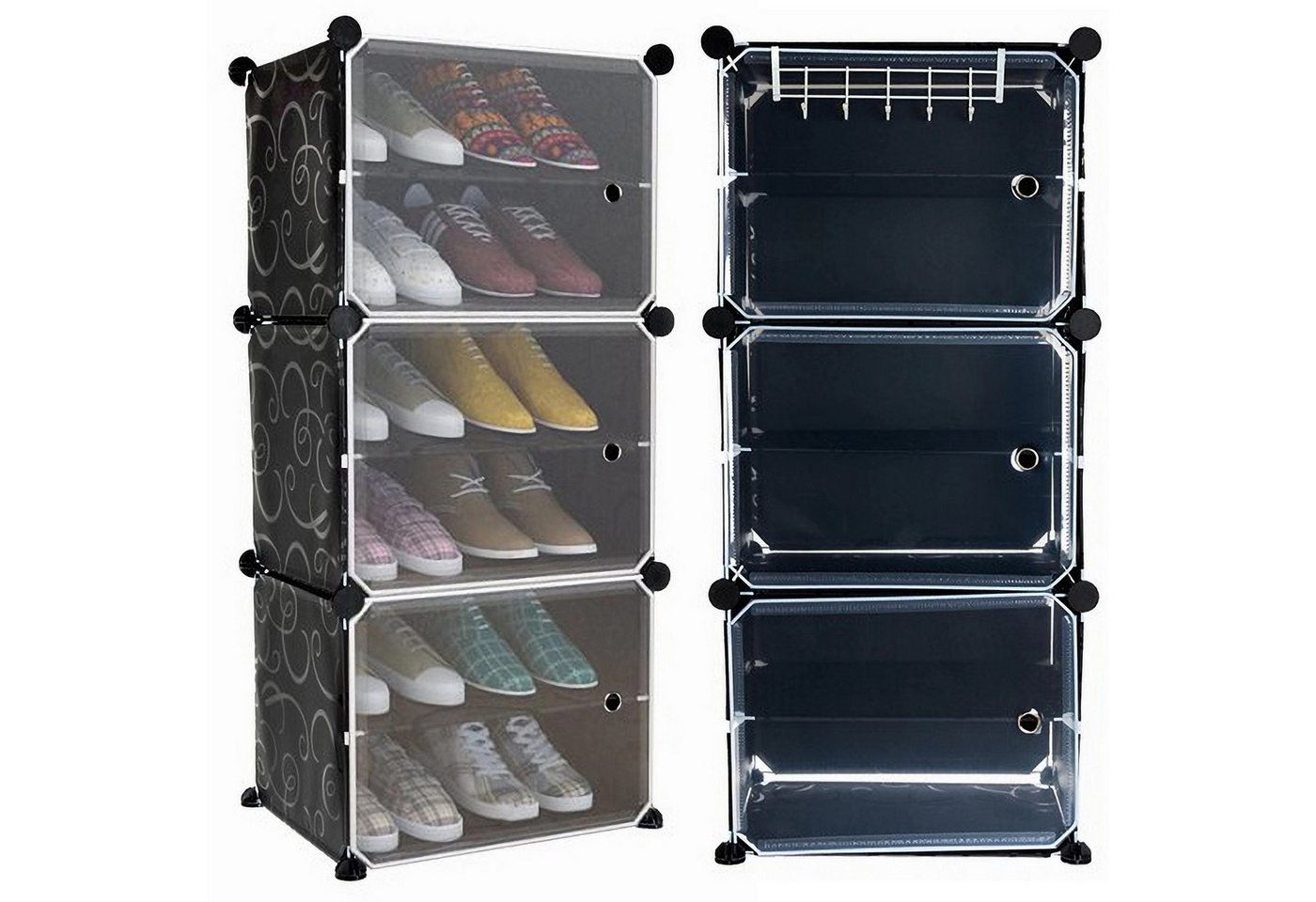 NYVI Schuhschrank Schuhregal 44x93x30 cm Modular Schuhschrank mit Transparenten Türen (1-St) Platzsparende Schuhaufbewahrung, Einfache Montage, Kunststoff Metall von NYVI