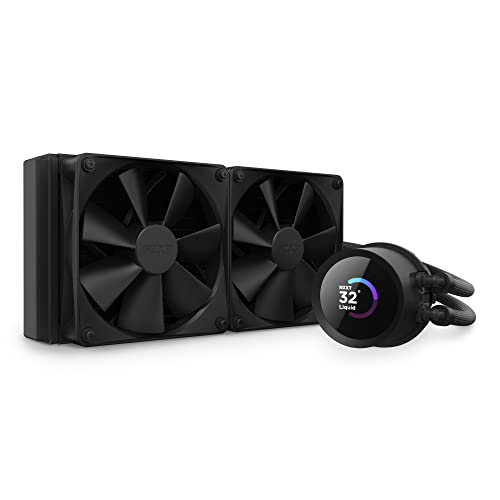 NZXT Kraken AIO CPU-Flüssigkeitskühler, 240–240 mm, anpassbares 1,54 Zoll Weitwinkel-LCD-Display für GIFS, Bilder, Leistungskennzahlen und mehr, Hochleistungspumpe, 2 x F120P-Lüfter, Schwarz von NZXT