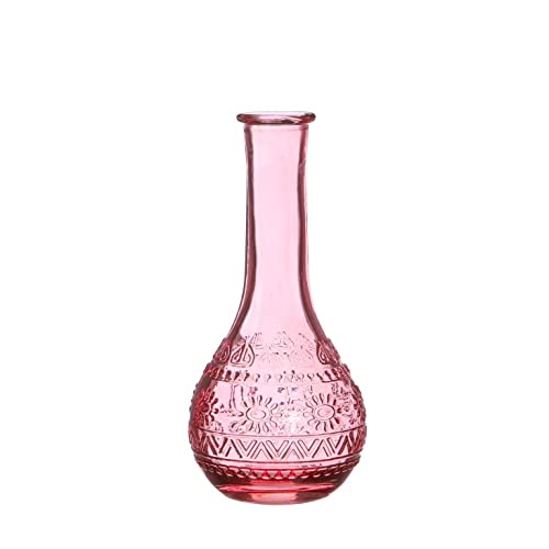 NaDeco Glasflasche 'Paris', Höhe 15,8cm, Durchmesser 7,5cm, viele Farben zur Auswahl | Glasvase | Dekoflasche | Glas-Flaschen | Deko-Vasen | Kleine Flaschen, Farbe:Hellpink von NaDeco