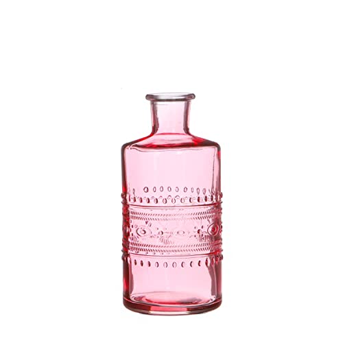 NaDeco Glasflasche 'Porto', Höhe 14,5cm, Durchmesser 7,5cm, viele Farben zur Auswahl | Glasvase | Dekoflasche | Glas-Flaschen | Kleine Deko-Vasen | Kleine Deko-Blumenvase, Farbe:Hellpink von NaDeco
