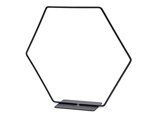 NaDeco Hexagon aus Draht, in Schwarz mit Fuß, wählbar in Größen 25/30 / 40 cm | Metallring zum Hinstellen | Loop-Ring für Trockenblumen | Drahtring zum Basteln | Makramee, Größe:Ø 25 cm von NaDeco
