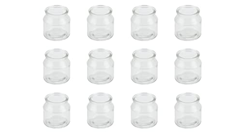 NaDeco Teelichtglas 'Wilma', Packung mit 12 Stück, Durchmesser 7cm, Höhe 7cm | Windlicht | Pflanzentopf aus Glas | Glas-Übertopf | Glasteelichter | Hochzeitdekoration | Dekogläser | Makramee Glas von NaDeco