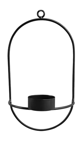 NaDeco Wandteelichthalter in Schwarz und Gold wählbar, Größe 12x20cm | Teelichthalter aus Metall | Kerzenleuchter | Wandleuchter | Kerzenständer | Teelichthalter Gold oder Schwarz, Farbe:Schwarz von NaDeco