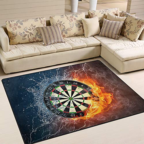 Naanle 3D-Dart-Feuer-Teppich, rutschfest, für Wohnzimmer, Esszimmer, Schlafzimmer, Küche, 100 x 150 cm, Dart-Teppich, Yogamatte von Naanle