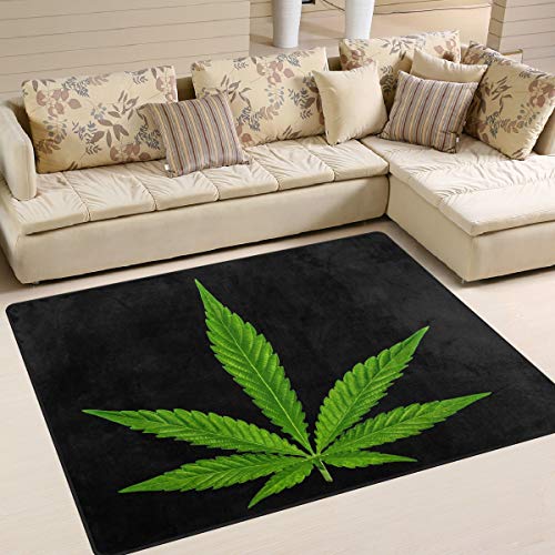 Naanle Marihuana-Leave, rutschfester Teppich für Wohnzimmer, Esszimmer, Schlafzimmer, Küche, 100 x 150 cm von Naanle