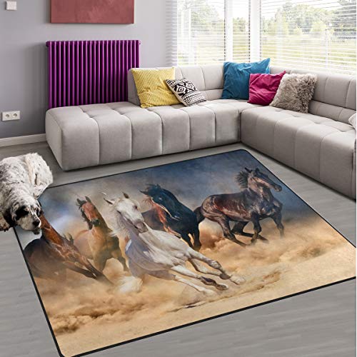 Naanle Rutschfester Teppich für Wohnzimmer, Esszimmer, Schlafzimmer, Küche, 120 x 160 cm, afrikanisches Pferd von Naanle