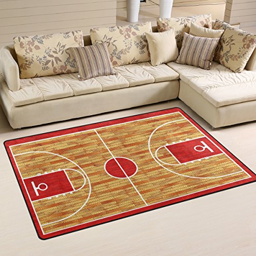 Naanle Sport-Bereich-Teppich, 90 x 150 cm, Basketballfeld, Polyester, für Wohnzimmer, Esszimmer, Schlafsaal, Schlafzimmer, Heimdekoration von Naanle