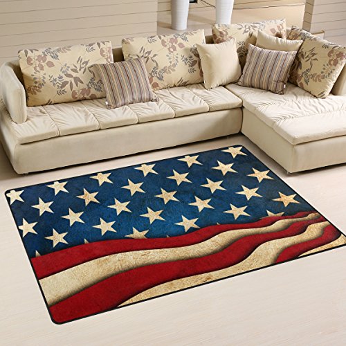 Naanle Vintage American Flag Star and Stripe Anti-Rutsch-Teppich für Wohnzimmer, Esszimmer, Schlafzimmer, Küche, 50 x 80 cm, multi, 100 x 150 cm(3' x 5') von Naanle