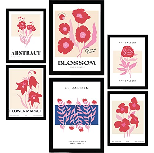 Nacnic Set mit 6 Blumen Postern. Blühen. Natur- und Botanikdrucke für Innenarchitektur und Dekoration. A3 & A4 ohne Rahmen. von Nacnic