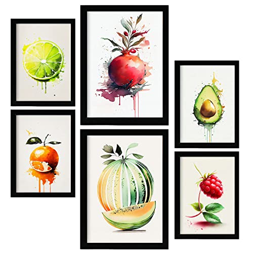 Nacnic Sommerfrüchte Postern. Plakate von Obst, Gemüse und gesunden Lebensmitteln im Aquarell Kunst Stil auf reinweißen Hintergründen. Innenarchitektur und Dekoration. A4 & A3. von Nacnic