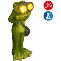 näve LED Solarleuchte "Frosch", 1 flammig-flammig, stehender Frosch mit Fernglas und Umhängetasche, Keramik, inkl. Akku von Näve