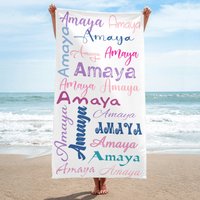 Personalisierte Strandtücher, Strandtuch Mit Individuellem Namen, Handtuch Text, Individuelle Pool-Reise-Strand - Und Badetücher Für Kinder von NaisiDesign