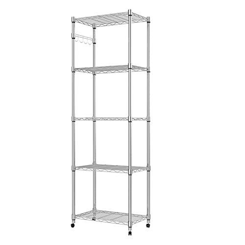 Nakey 5-Ablagen Standregal Metall, Küchenregal mit 5 Regalböden,bis zu 160 kg pro Regalboden, 23.2 x 13.8 x 72 inch (L x W x H) von BATHWA