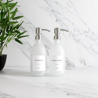 Shampoo & Conditioner Milchglasflasche 2Er-Set - Nachfüllbarer Spender Und Pumpe Mit Weißem Wasserdichtem Etikett | Umweltfreundlich von NamieHome