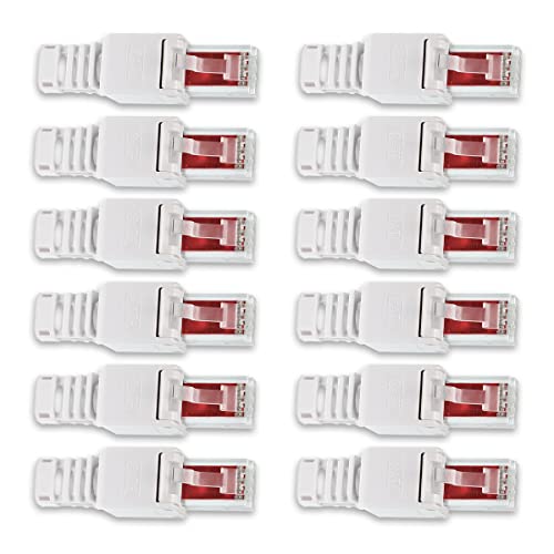 Namobile 12x Netzwerkstecker Netzwerk Stecker werkzeuglos Cat7 Cat6 Cat5 LAN Kabel RJ45 ohne Werkzeug werkzeugfrei Verlegekabel Patchkabel Netzwerkkabel Crimpstecker von Namobile