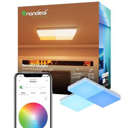 nanoleaf Skylight Starter Kit, 3 LED RGBCW Smarte Deckenleuchten - Modulare WLAN LED Deckenlampen, 16 Mio. Farben, Dimmbar, Musik & Bildschirm Sync, Funktioniert mit Apple Home Alexa Google Home von Nanoleaf