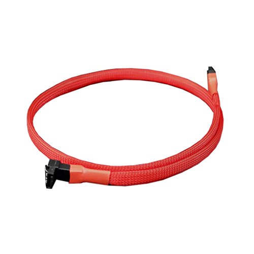 Nanoxia 900300032 SATA 3.0 Anschlusskabel, Abgewinkelter Stecker, Sicherheitslasche, 60 cm, Roter Sleeve von Nanoxia