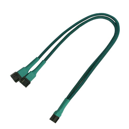 Nanoxia 900500003 3-Pin Molex Y-Kabel, 60 cm, Grüner Sleeve von Nanoxia