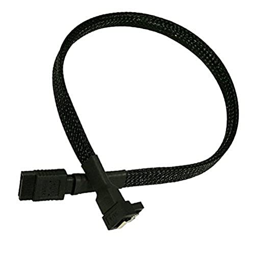 Nanoxia 900600031 SATA 3.0 Anschlusskabel, Abgewinkelter Stecker, Sicherheitslasche, 45 cm, Carbonfarbener Sleeve von Nanoxia