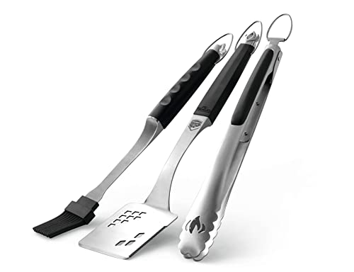 Napoleon Accessory 70036 - Executive 3-teiliges Werkzeugset - Premium BBQ Grill Toolset, Edelstahlguss, ergonomische Griffe, hitzefester Gummigriff, inkl. Zange, Multifunktionsspachtel, Backpinsel von Napoleon