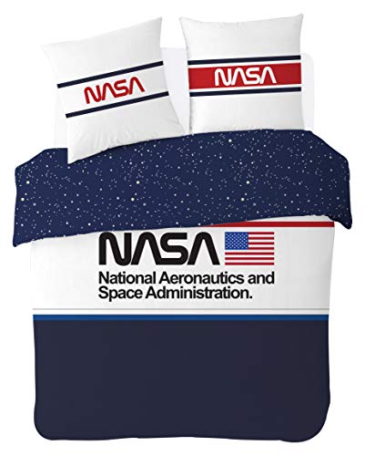 NASA Bettwäsche aus 100% Baumwolle, Blau/Weiß., 200 x 200 cm von Nasa