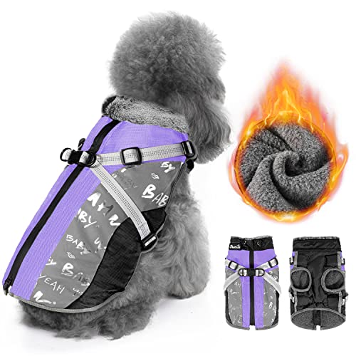 Nasjac Winter Hundemantel mit abnehmbarem Geschirr, wasserdichte Fleece warm hundejacke für kleine mittlere große Hunde, reflektierende einstellbare pelzige Hundekleidung Outdoor Hunter Weste von Nasjac