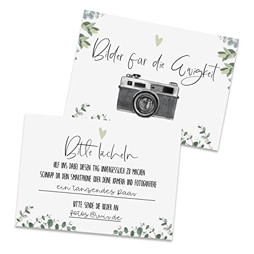Nastami 25 Karten Bilder für die Ewigkeit Hochzeit EUCALYPTUS mit Beispielen Fotobox Karten Fotospiel für Hochzeitsgäste von Nastami