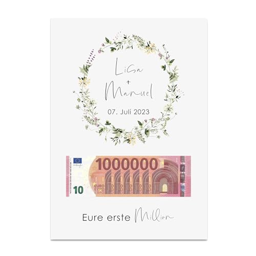 Nastami Poster ERSTE MILLION Geldgeschenk personalisierbar Geschenk zur Hochzeit, zum Abitur, zur Jugendweihe (Hochzeit, DIN A3) von Nastami
