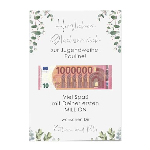 Nastami Poster ERSTE MILLION Geldgeschenk personalisierbar Geschenk zur Hochzeit, zum Abitur, zur Jugendweihe (Jugendweihe, DIN A4) von Nastami