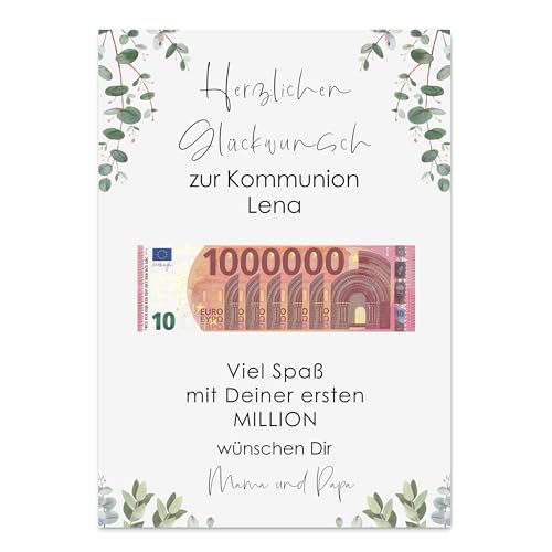 Nastami Poster ERSTE MILLION Geldgeschenk personalisierbar Geschenk zur Hochzeit, zum Abitur, zur Jugendweihe (Kommunion, DIN A4) von Nastami