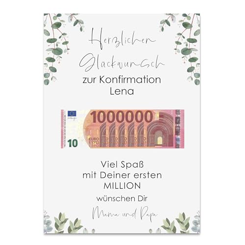 Nastami Poster ERSTE MILLION Geldgeschenk personalisierbar Geschenk zur Hochzeit, zum Abitur, zur Jugendweihe (Konfirmation, DIN A3) von Nastami