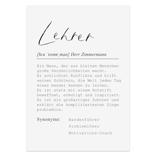 Poster DEFINITION personalisiert mit Namen als Geschenk (Lehrer, DIN A4) von Nastami