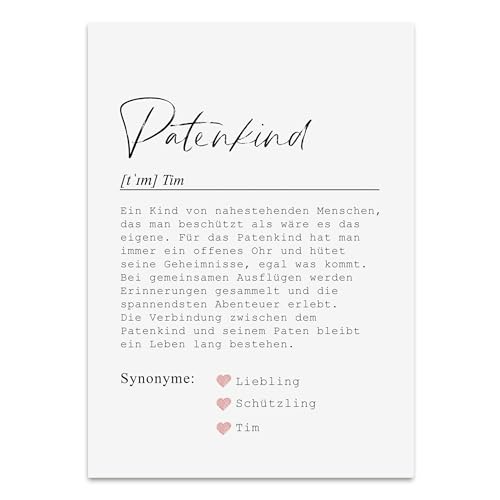 Poster DEFINITION personalisiert mit Namen als Geschenk (Patenkind, DIN A4) von Nastami