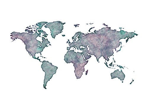 Nastami Poster Weltkarte DIN A3, Weltkarte Aquarell, World map Watercolor Poster von Nastami