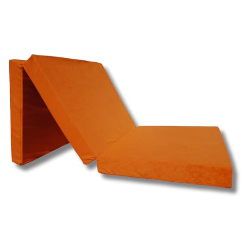 Natalia Spzoo – gemütliche Faltmatratze – Klappmatratze mit Schaumstoffkern & abnehmbarem Bezug – 3-teilige klappbare Schlafmatte 195 x 65 x 8 cm (Orange 1333-100% Polyester) von Natalia Spzoo