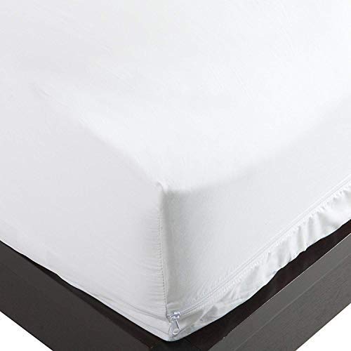 National Allergy Matratzenschoner aus 100% Baumwolle, mit Reißverschluss, Queen-Size-Größe (152,4 x 203,2 cm), 22,9 cm tief, weiß, atmungsaktiv, Fadenzahl 300, hypoallergener Bezug, fortschrittliche von National Allergy