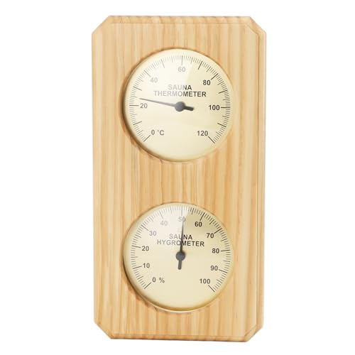 Natudeco Sauna-Hygrothermograph aus Holz, digitales Sauna-Thermometer und Hygrometer, 0 bis 120 Grad Celsius, 0 bis 100 Luftfeuchtigkeit, Zubehör für Saunaraum von Natudeco