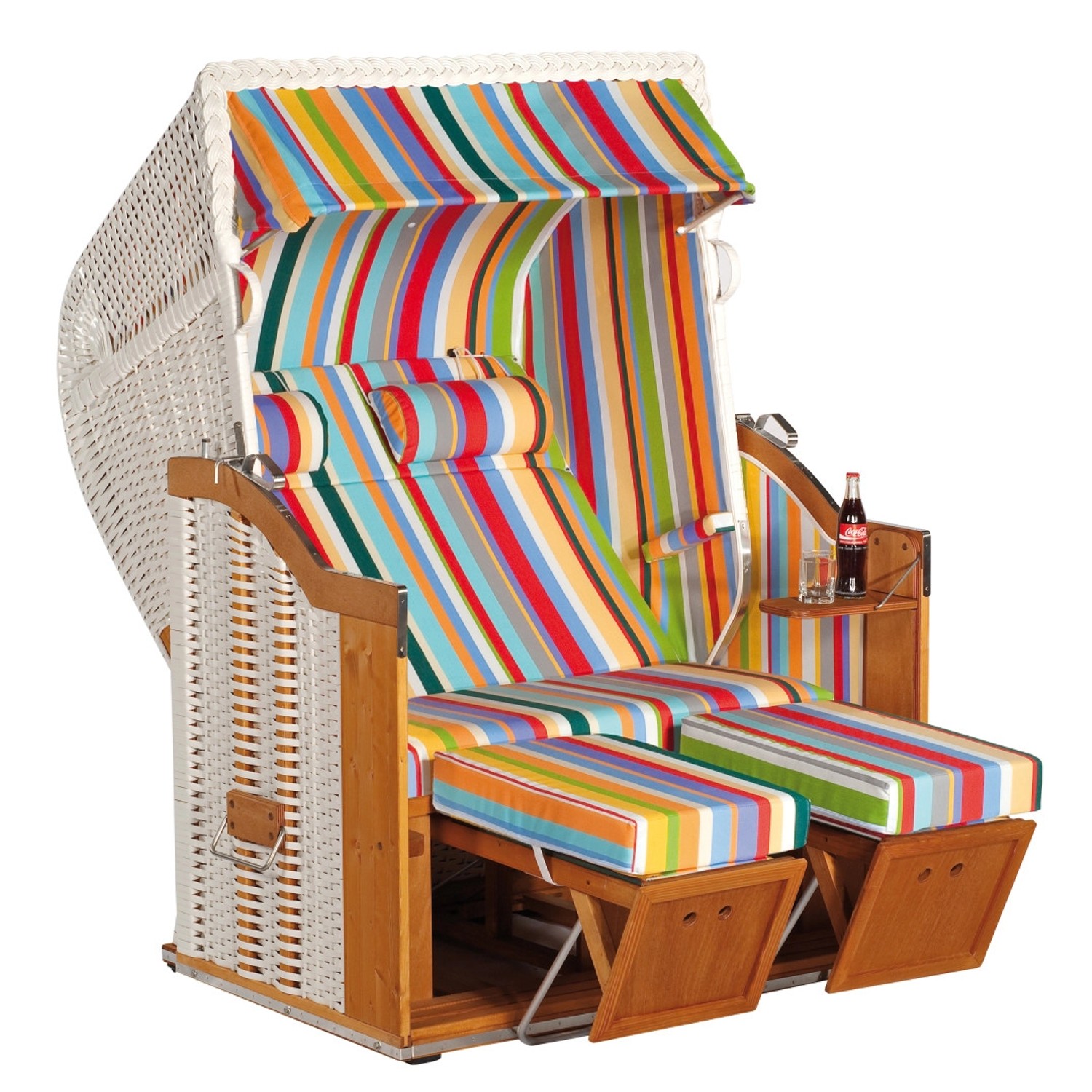 Natur24 Strandkorb Classic Halbliegemodell 2-Sitzer Weiß Bunt Gestreift Natur24 Strandkorb Classic Halbliegemodell 2-Sitzer Weiß Bunt Gestreift von Natur24