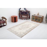 4x7 Teppich, Vintage Handgewebter Wollteppich, Boho Naturteppich, Antiker 1743 von NaturalRugHome
