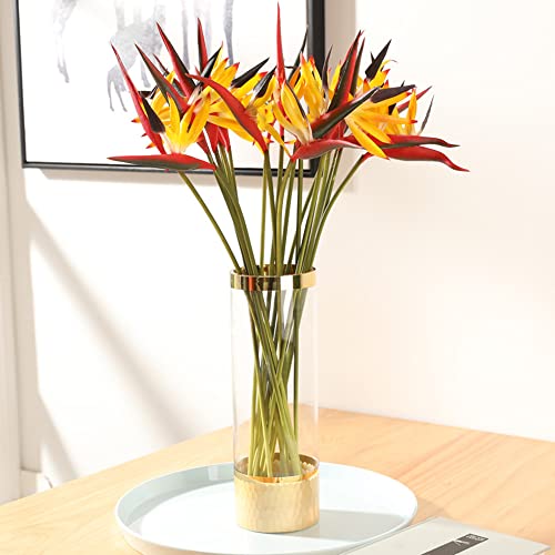 NatureMan 10 Stück künstliche Blumen Paradiesvogel, 57,1 cm, hawaiianische tropische Blumen, Strelitzie, grüne Pflanze für Haus, Garten, Dekoration, Büro, Veranda, Hochzeitsdekorationen (gelb) von NatureMan